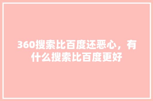 360搜索比百度还恶心，有什么搜索比百度更好