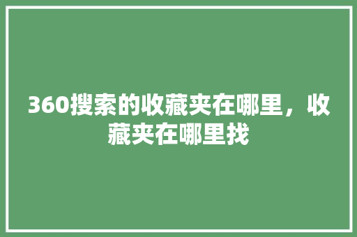 360搜索的收藏夹在哪里，收藏夹在哪里找