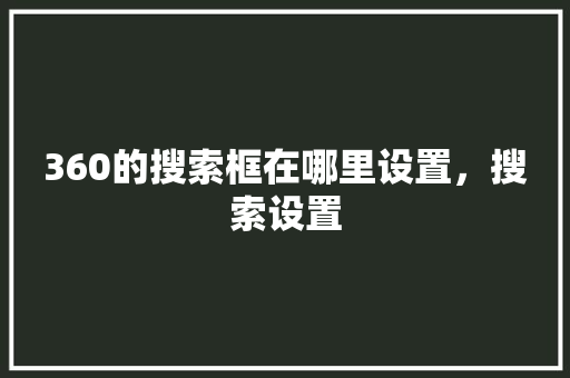 360的搜索框在哪里设置，搜索设置