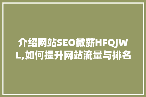 介绍网站SEO微薪HFQJWL,如何提升网站流量与排名