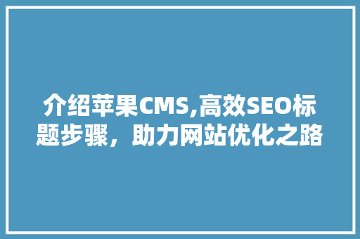 介绍苹果CMS,高效SEO标题步骤，助力网站优化之路
