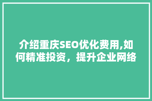 介绍重庆SEO优化费用,如何精准投资，提升企业网络竞争力