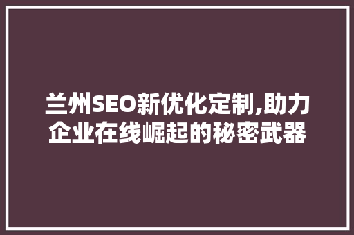 兰州SEO新优化定制,助力企业在线崛起的秘密武器