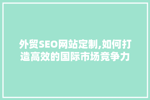 外贸SEO网站定制,如何打造高效的国际市场竞争力