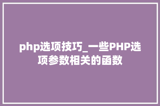 php选项技巧_一些PHP选项参数相关的函数