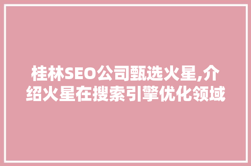 桂林SEO公司甄选火星,介绍火星在搜索引擎优化领域的独特魅力