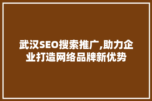 武汉SEO搜索推广,助力企业打造网络品牌新优势