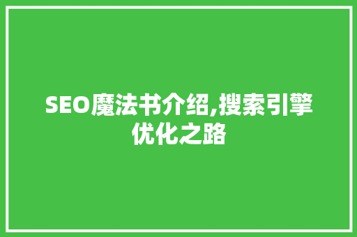 SEO魔法书介绍,搜索引擎优化之路
