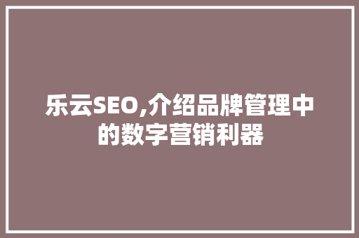 乐云SEO,介绍品牌管理中的数字营销利器