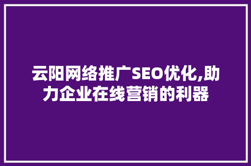 云阳网络推广SEO优化,助力企业在线营销的利器