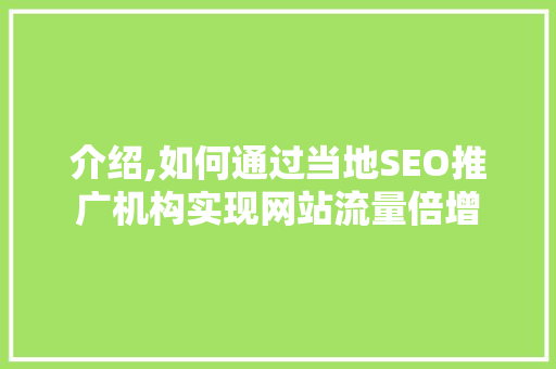 介绍,如何通过当地SEO推广机构实现网站流量倍增