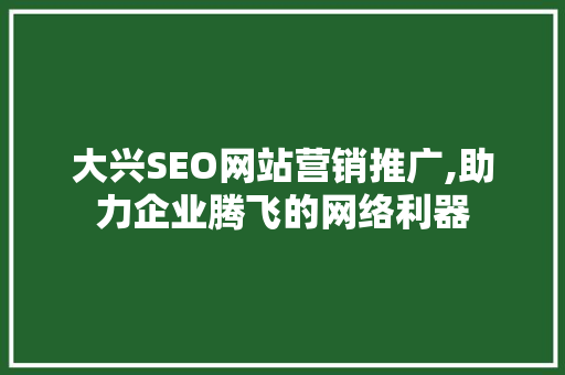 大兴SEO网站营销推广,助力企业腾飞的网络利器