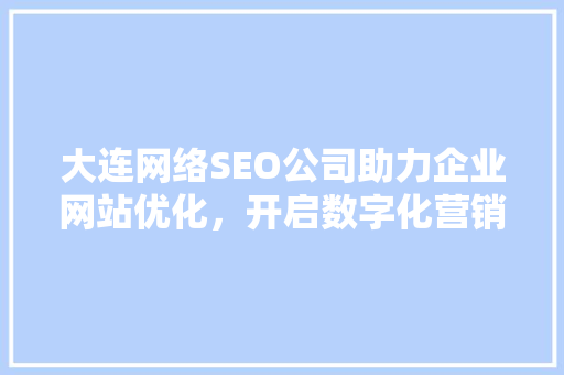 大连网络SEO公司助力企业网站优化，开启数字化营销新篇章