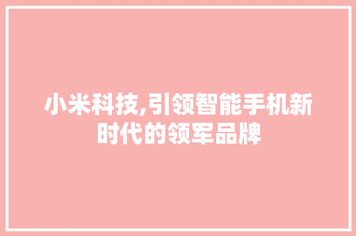 小米科技,引领智能手机新时代的领军品牌
