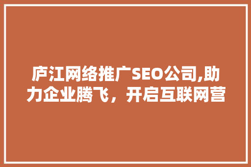 庐江网络推广SEO公司,助力企业腾飞，开启互联网营销新篇章