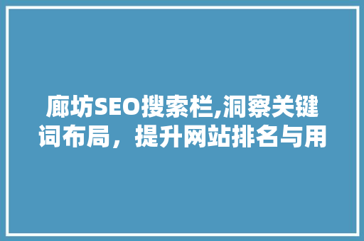 廊坊SEO搜索栏,洞察关键词布局，提升网站排名与用户体验