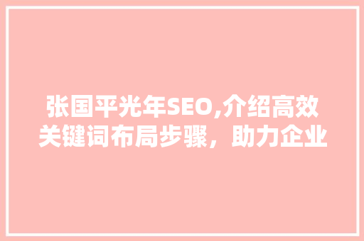张国平光年SEO,介绍高效关键词布局步骤，助力企业互联网营销