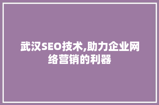 武汉SEO技术,助力企业网络营销的利器