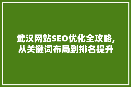 武汉网站SEO优化全攻略,从关键词布局到排名提升