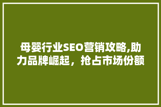 母婴行业SEO营销攻略,助力品牌崛起，抢占市场份额