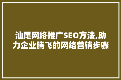 汕尾网络推广SEO方法,助力企业腾飞的网络营销步骤