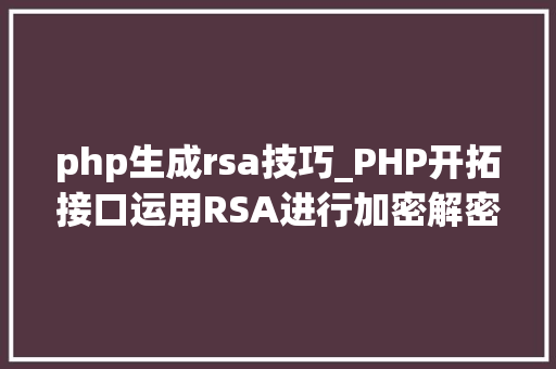 php生成rsa技巧_PHP开拓接口运用RSA进行加密解密方法