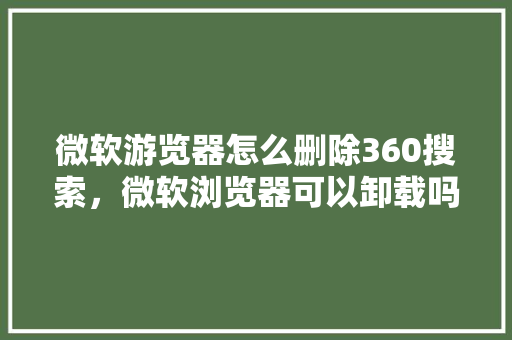 微软游览器怎么删除360搜索，微软浏览器可以卸载吗