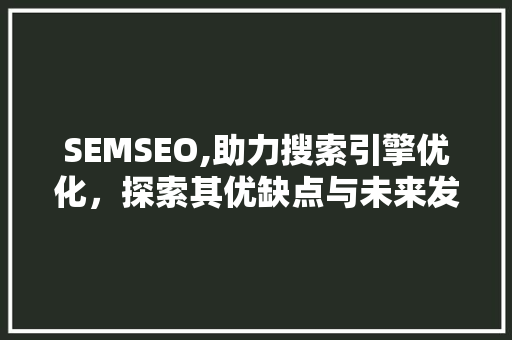 SEMSEO,助力搜索引擎优化，探索其优缺点与未来发展