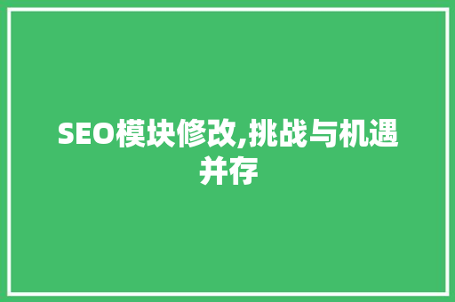 SEO模块修改,挑战与机遇并存