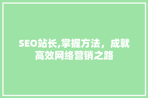 SEO站长,掌握方法，成就高效网络营销之路