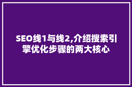 SEO线1与线2,介绍搜索引擎优化步骤的两大核心
