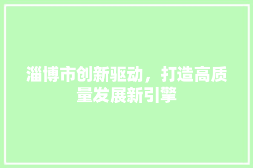 淄博市创新驱动，打造高质量发展新引擎