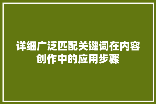 详细广泛匹配关键词在内容创作中的应用步骤