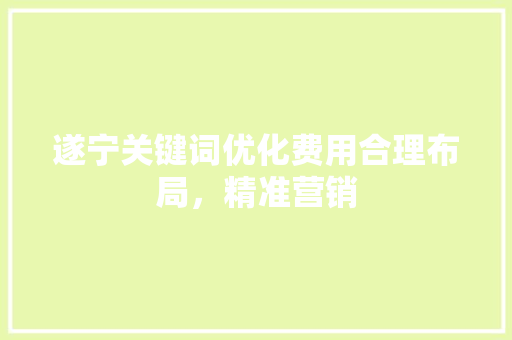 遂宁关键词优化费用合理布局，精准营销