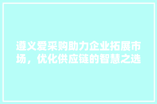 遵义爱采购助力企业拓展市场，优化供应链的智慧之选