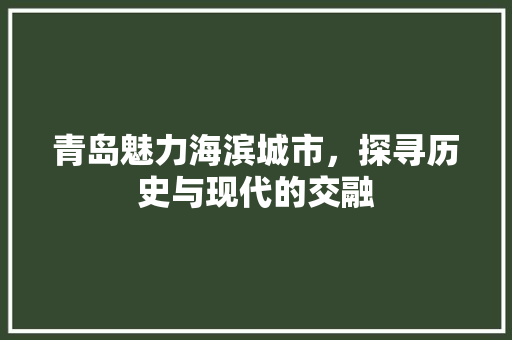 青岛魅力海滨城市，探寻历史与现代的交融