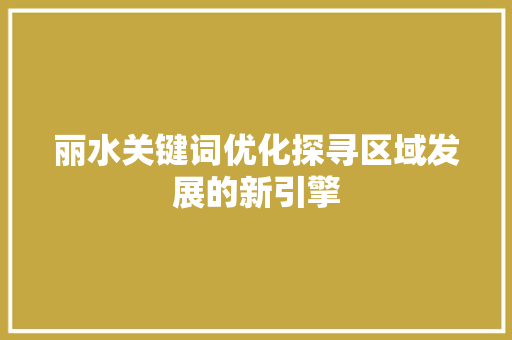 丽水关键词优化探寻区域发展的新引擎