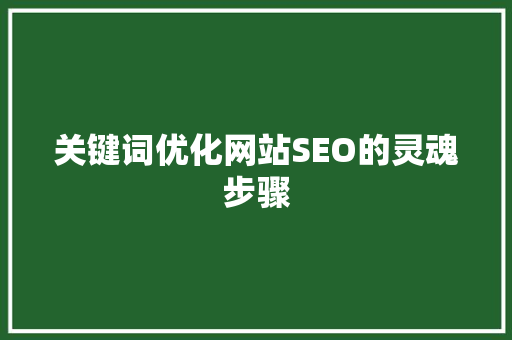 关键词优化网站SEO的灵魂步骤