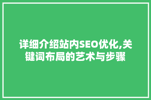 详细介绍站内SEO优化,关键词布局的艺术与步骤