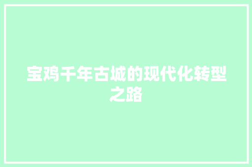 宝鸡千年古城的现代化转型之路