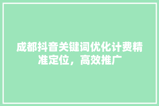 成都抖音关键词优化计费精准定位，高效推广