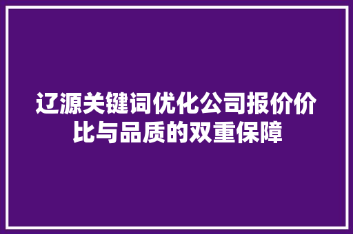 辽源关键词优化公司报价价比与品质的双重保障