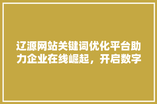 辽源网站关键词优化平台助力企业在线崛起，开启数字化营销新时代