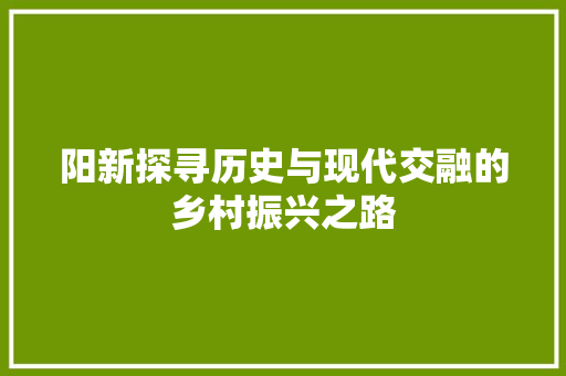 阳新探寻历史与现代交融的乡村振兴之路