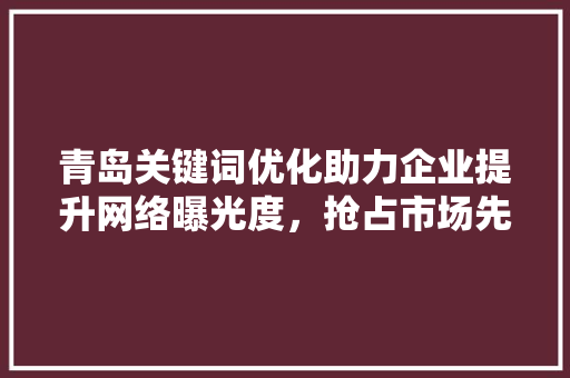 青岛关键词优化助力企业提升网络曝光度，抢占市场先机