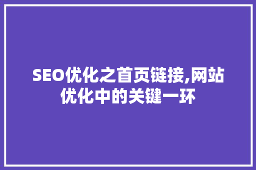 SEO优化之首页链接,网站优化中的关键一环