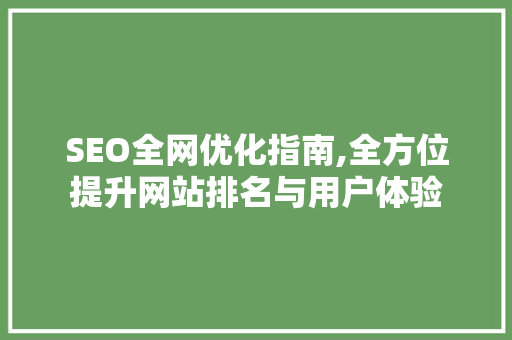 SEO全网优化指南,全方位提升网站排名与用户体验