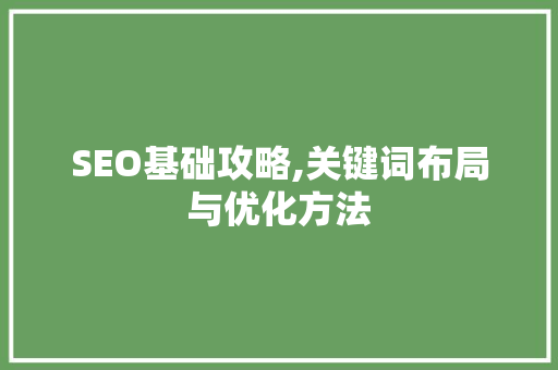 SEO基础攻略,关键词布局与优化方法