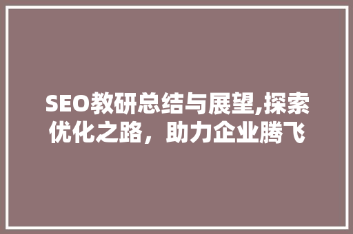 SEO教研总结与展望,探索优化之路，助力企业腾飞