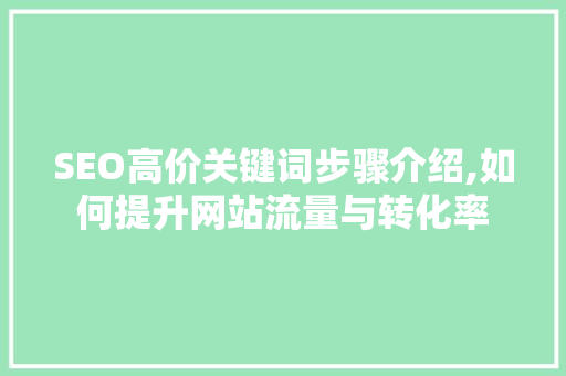 SEO高价关键词步骤介绍,如何提升网站流量与转化率